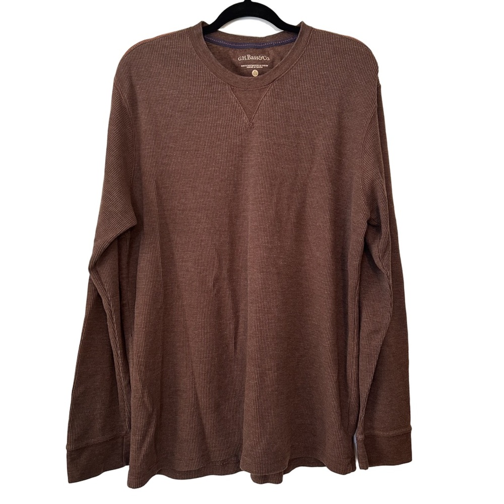 G.H.Bass & Co. Mens Long Sleeved Thermal T-Shirt Brown color, size XL